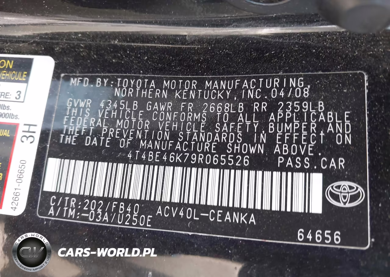 2009 Toyota Camry Le VIN:4T4BE46K79R065526 - 9