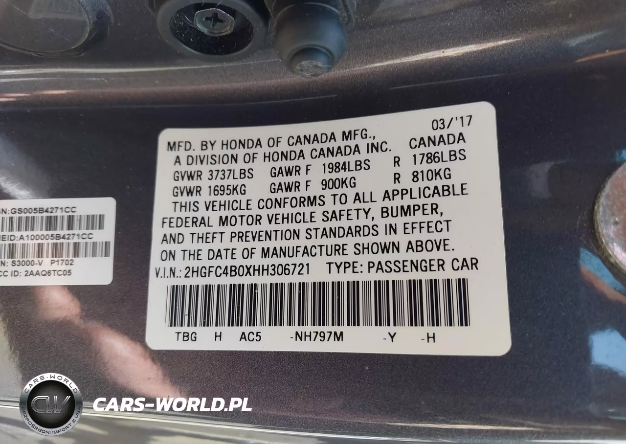 2017 Honda Civic Lx-P VIN:2HGFC4B0XHH306721 - 9