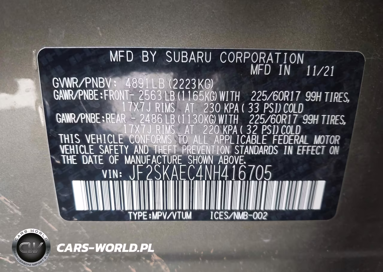 2022 Subaru Forester Premium VIN:JF2SKAEC4NH416705 - 9
