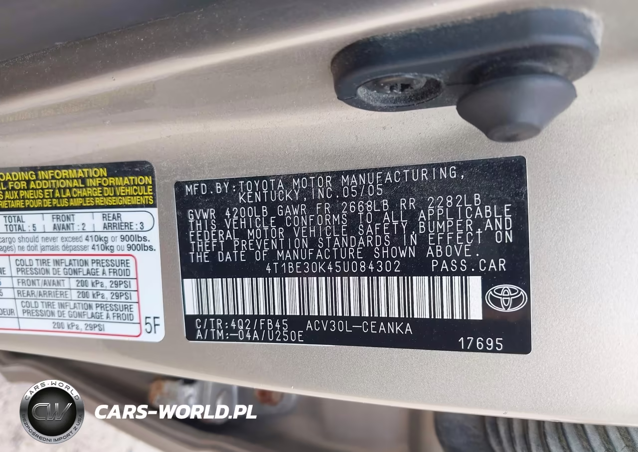2005 Toyota Camry Le VIN:4T1BE30K45U084302 - 9
