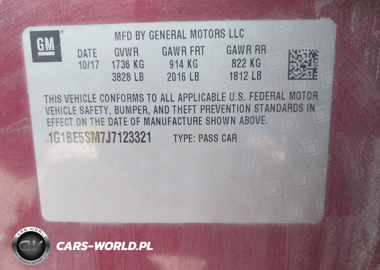 2018 Chevrolet Cruze Lt Auto VIN:1G1BE5SM7J7123321 - 8