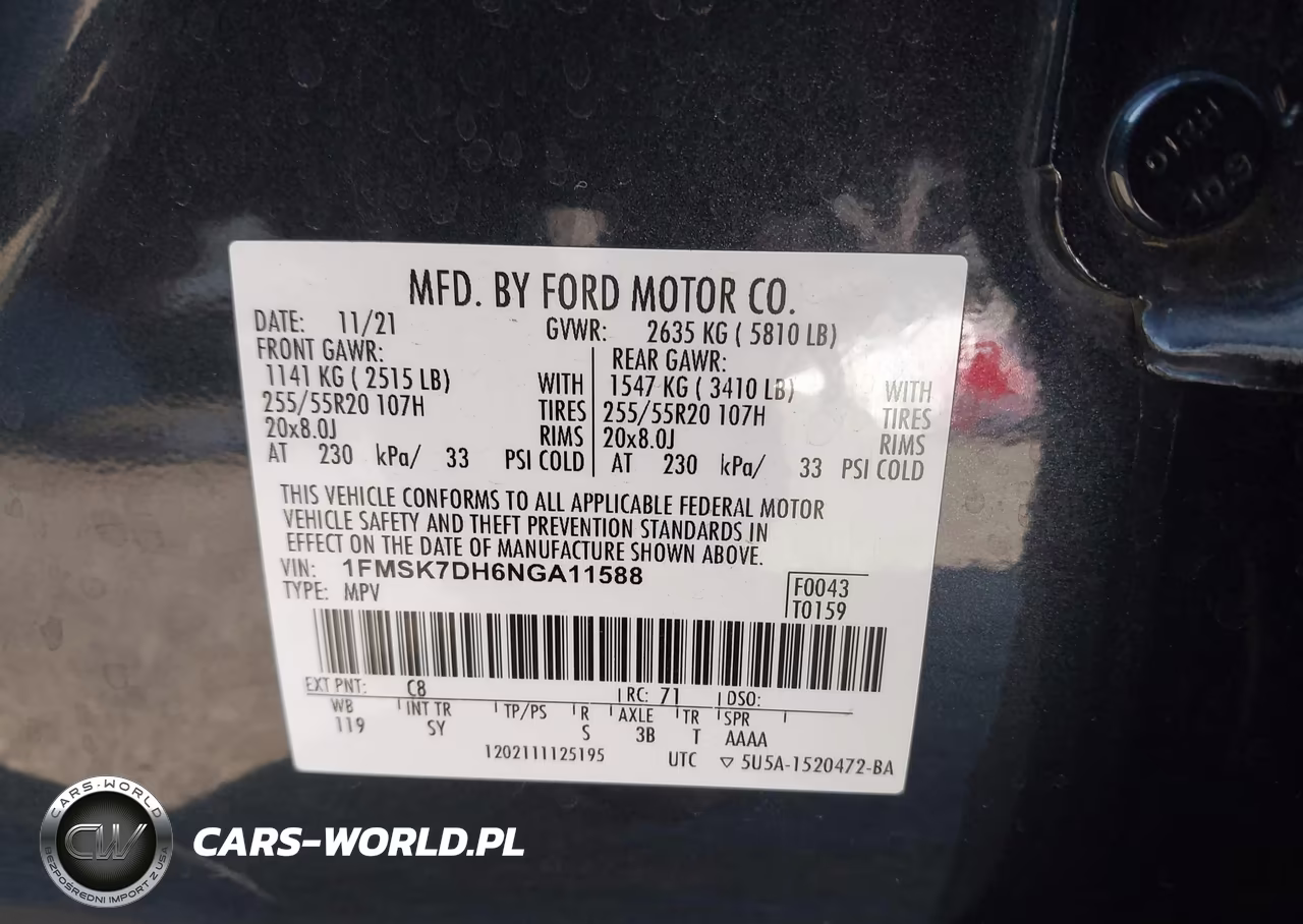 2022 Ford Explorer Xlt VIN:1FMSK7DH6NGA11588 - 9