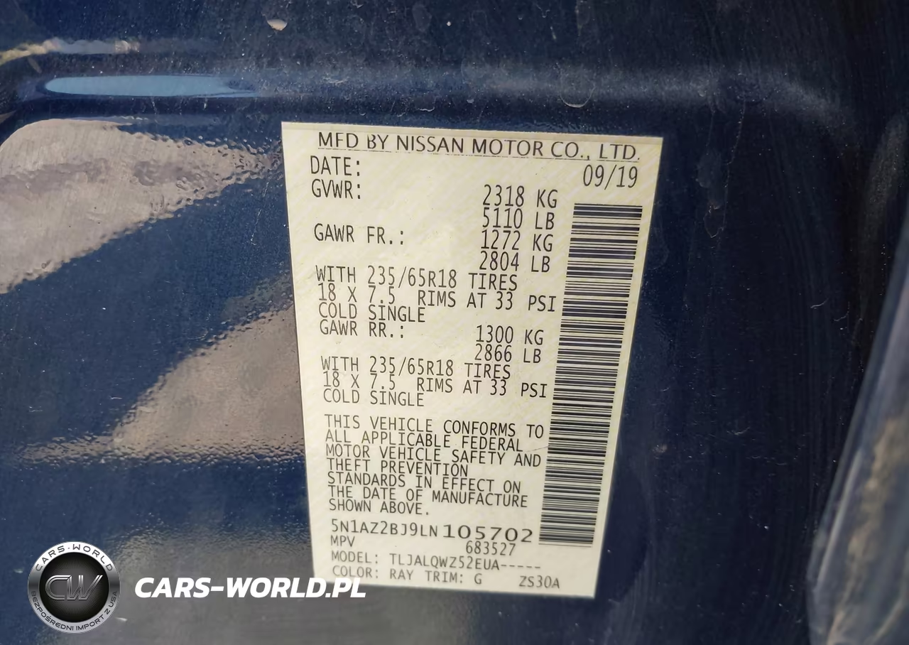 2020 Nissan Murano Sv Fwd VIN:5N1AZ2BJ9LN105702 - 9