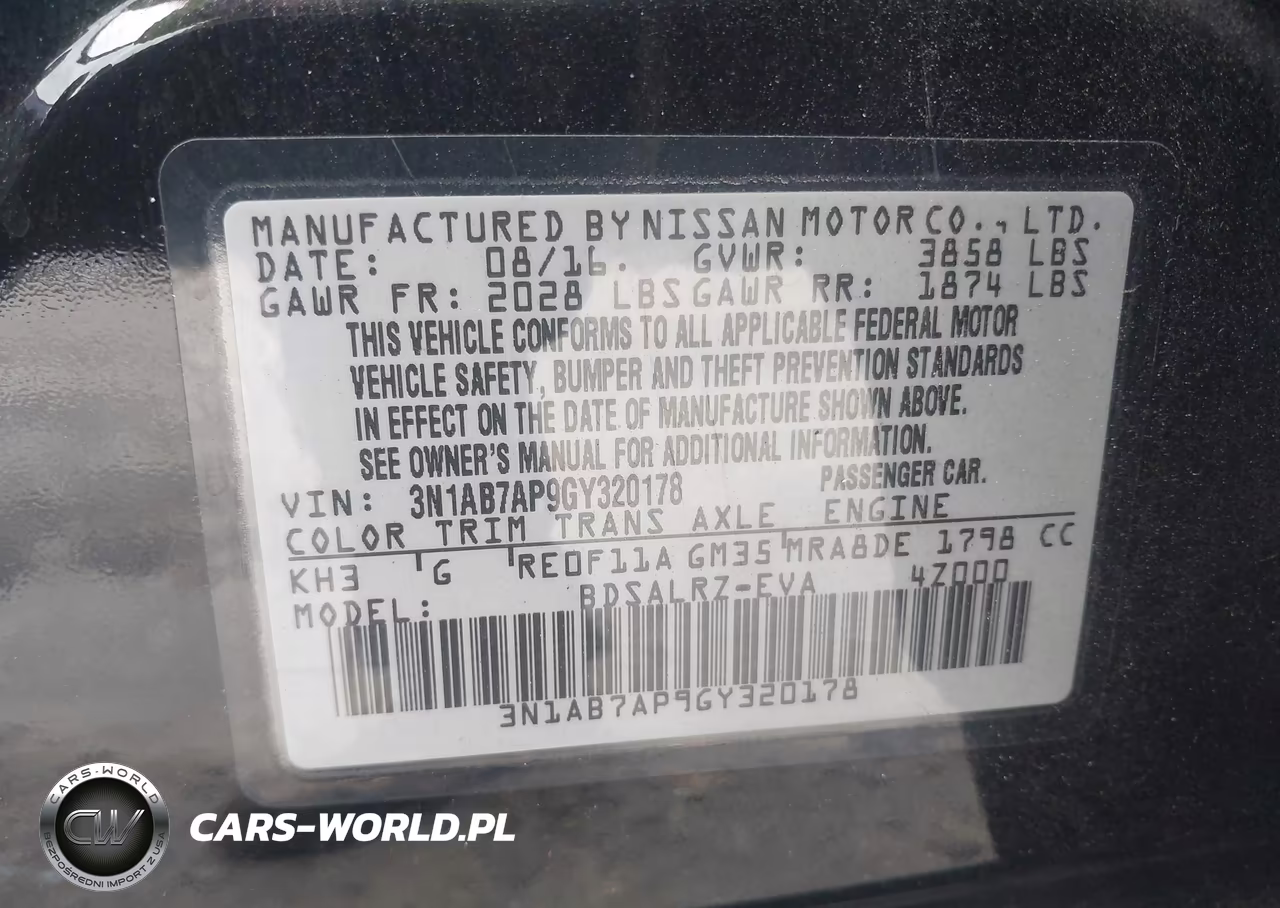 2016 Nissan Sentra Sr VIN:3N1AB7AP9GY320178 - 9