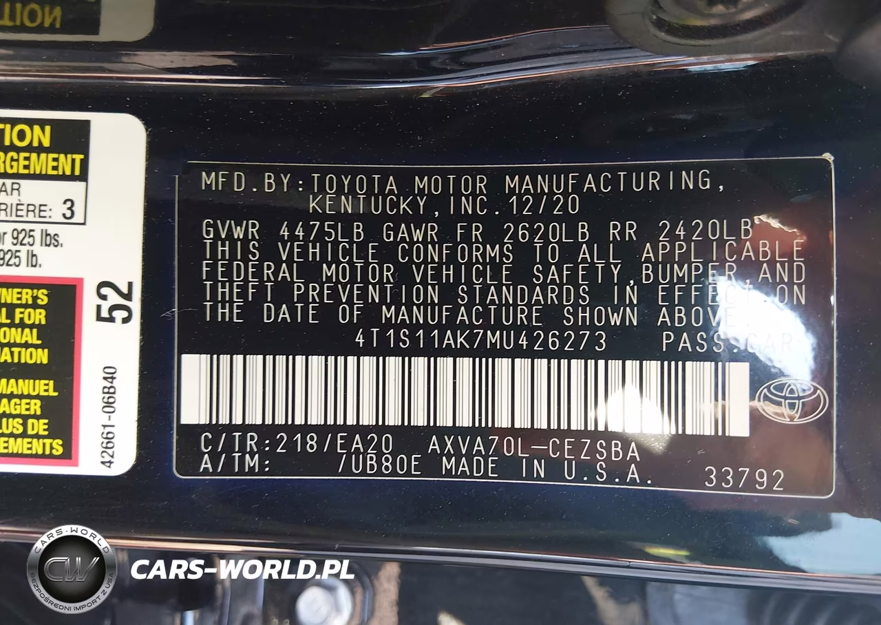 2021 Toyota Camry Se VIN:4T1S11AK7MU426273 - 9