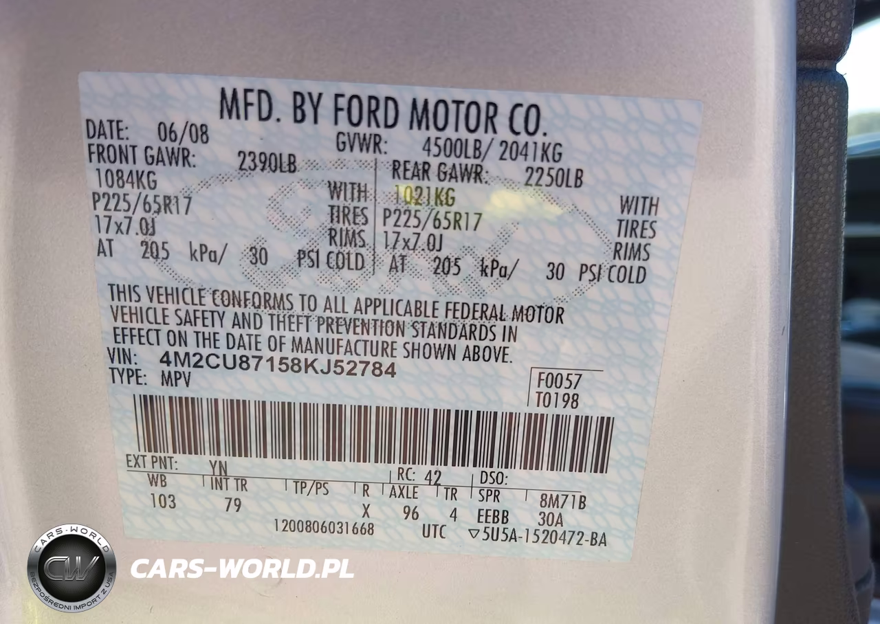2008 Mercury Mariner Premier VIN:4M2CU87158KJ52784 - 9