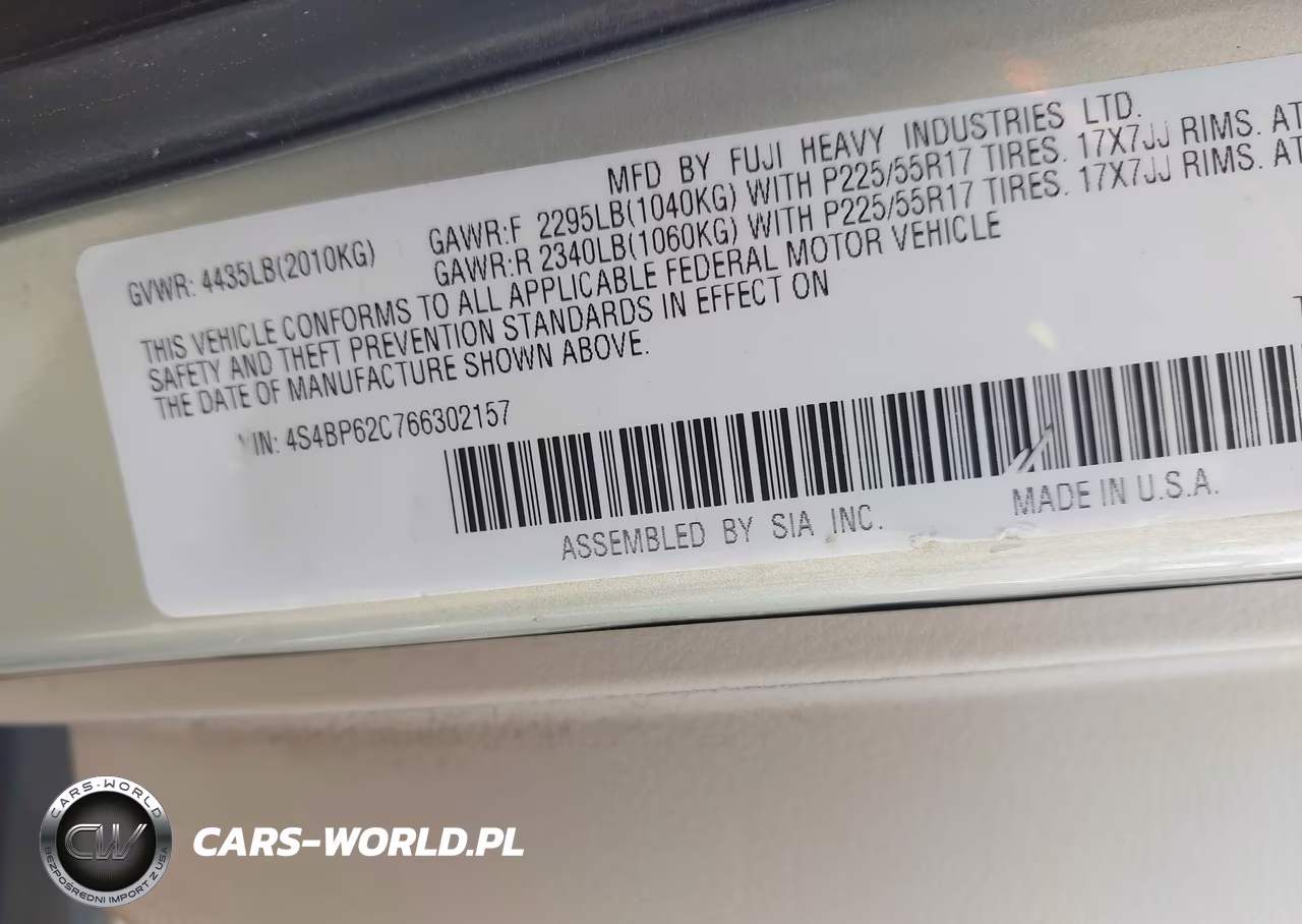 2006 Subaru Outback 2.5I Limited VIN:4S4BP62C766302157 - 9
