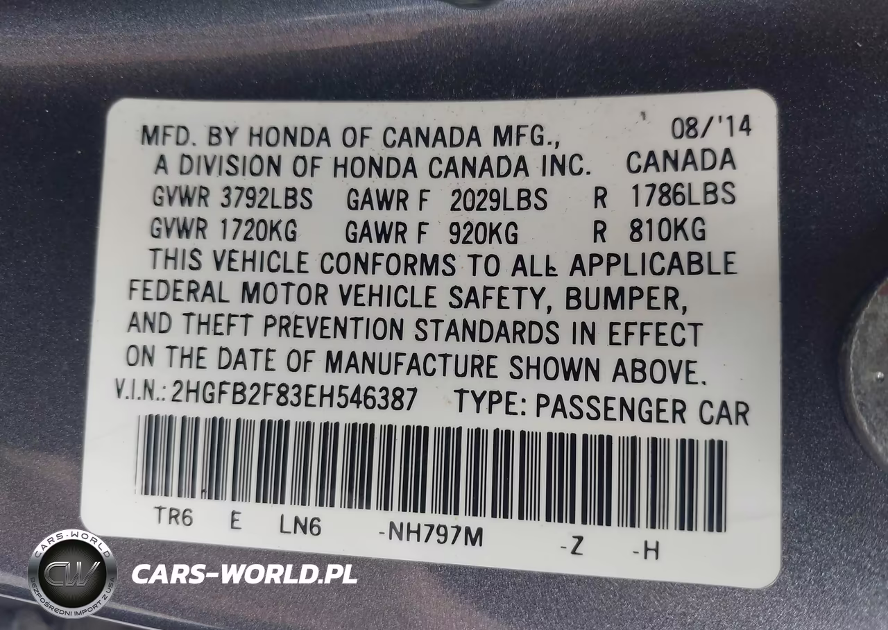 2014 Honda Civic Ex VIN:2HGFB2F83EH546387 - 9
