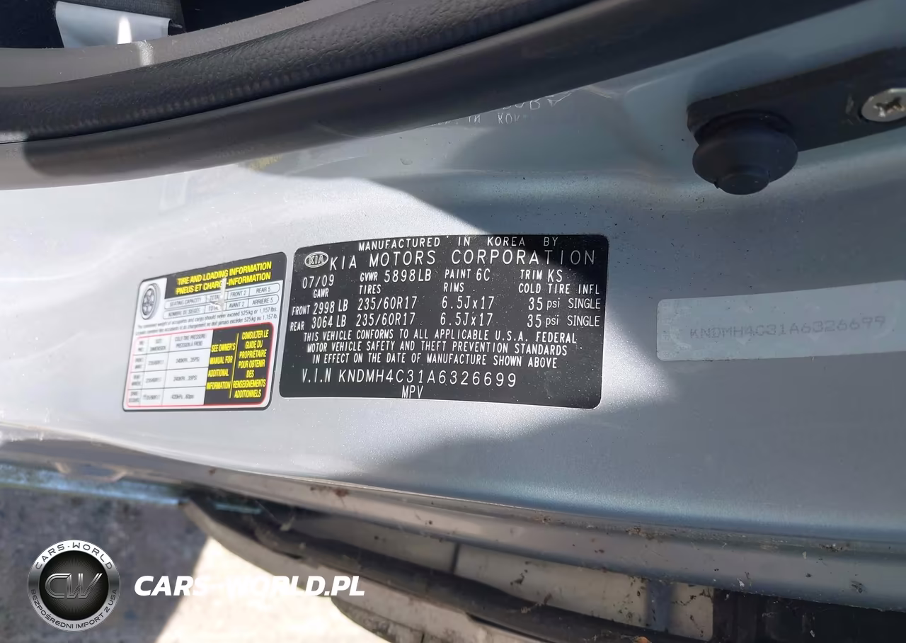 2010 Kia Sedona Ex VIN:KNDMH4C31A6326699 - 9