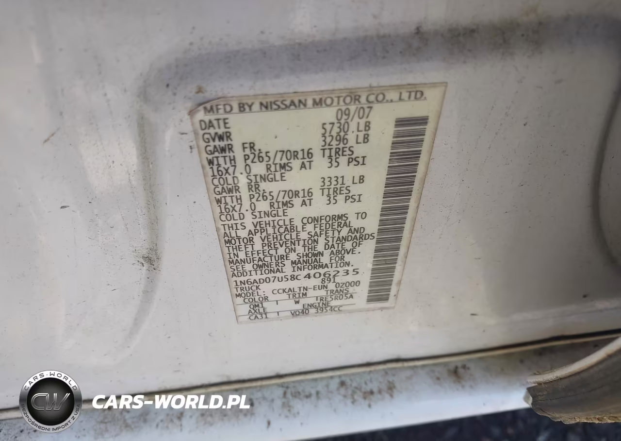 2008 Nissan Frontier Se VIN:1N6AD07U58C406235 - 9