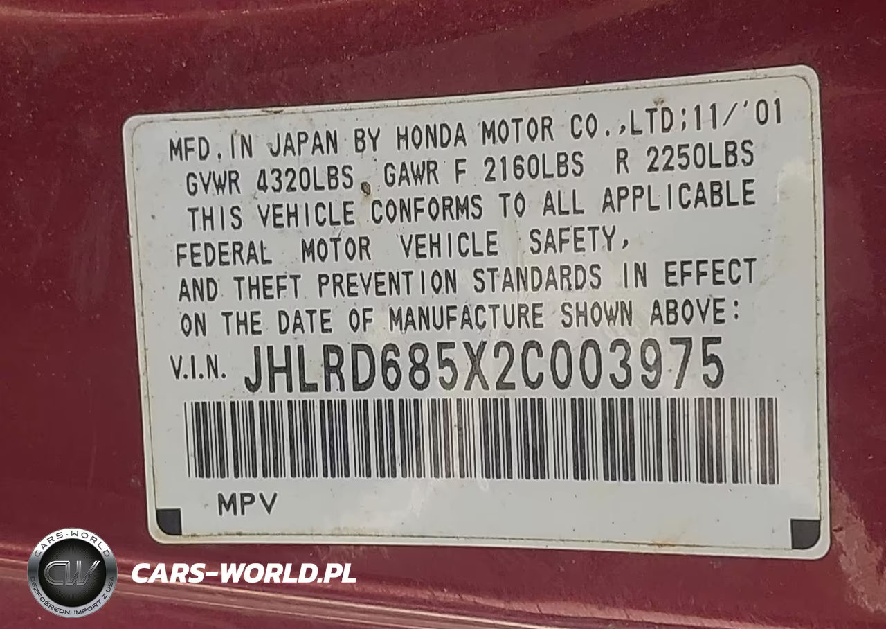 2002 Honda Cr-V Lx VIN:JHLRD685X2C003975 - 9