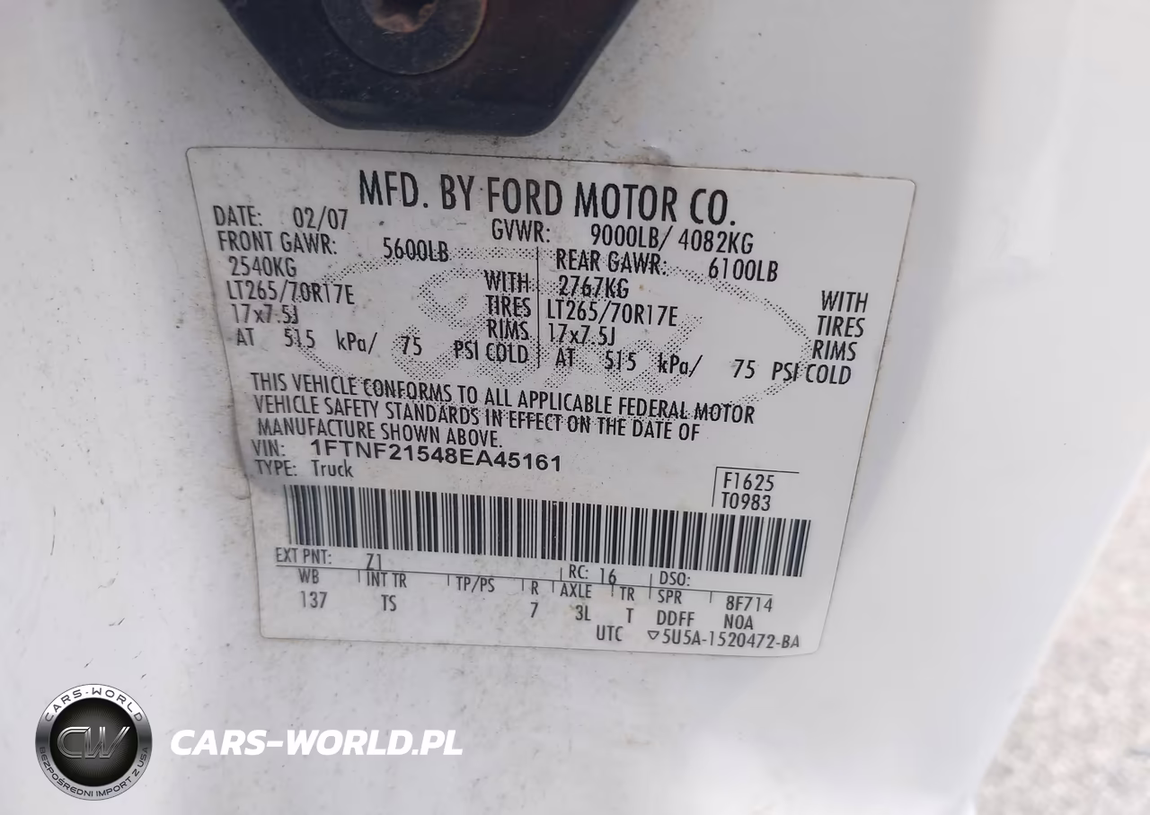 2008 Ford F-250 Xl-Xlt VIN:1FTNF21548EA45161 - 9