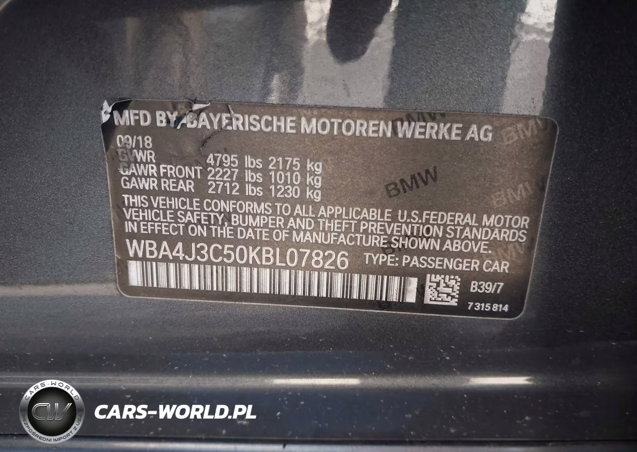 2019 BMW 430I Gran Coupe xDrive VIN:WBA4J3C50KBL07826 - 9