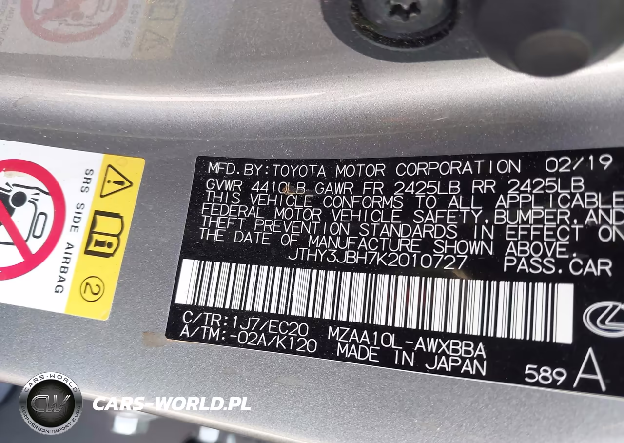 2019 Lexus Ux 200 VIN:JTHY3JBH7K2010727 - 9