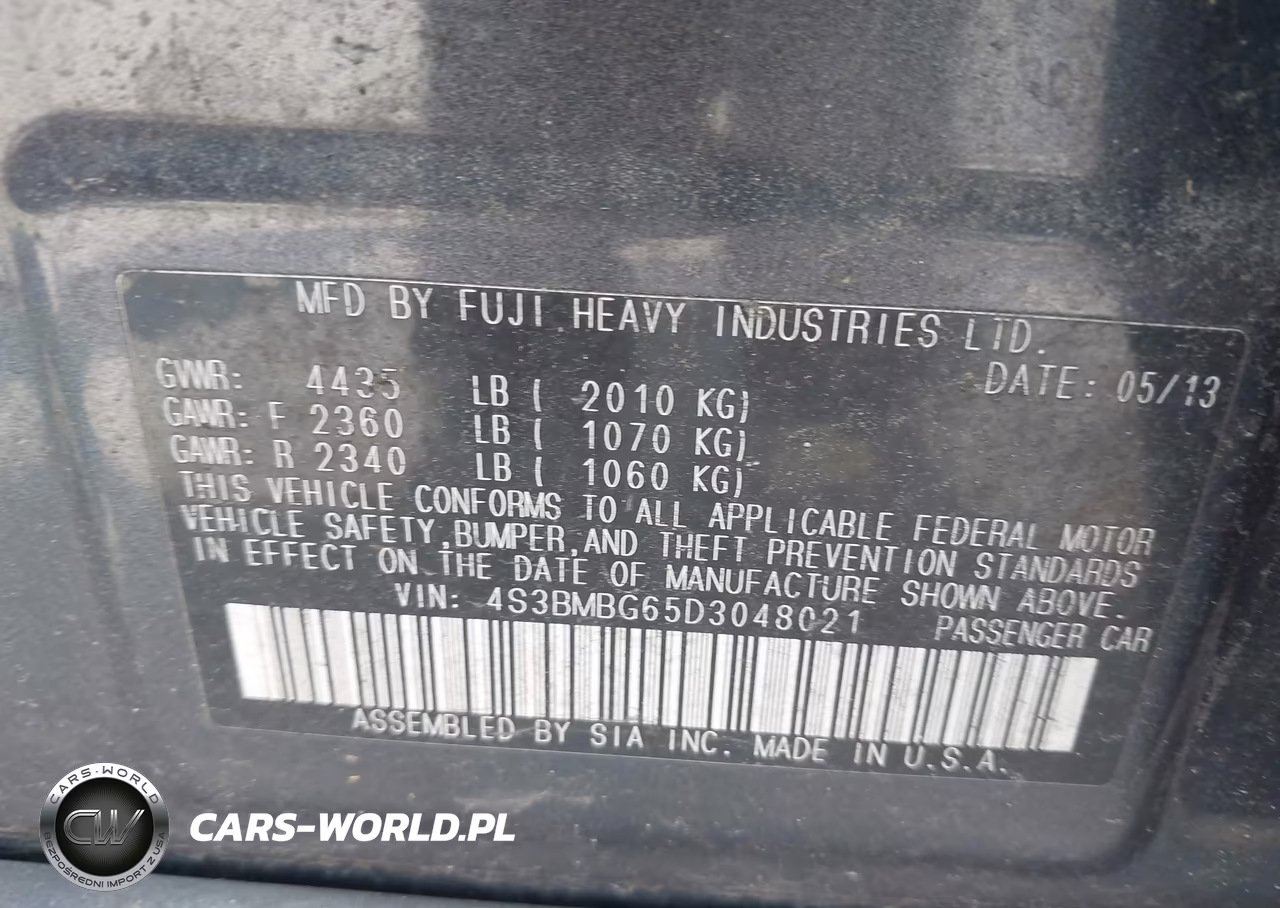 2013 Subaru Legacy 2.5 I Sport VIN:4S3BMBG65D3048021 - 9