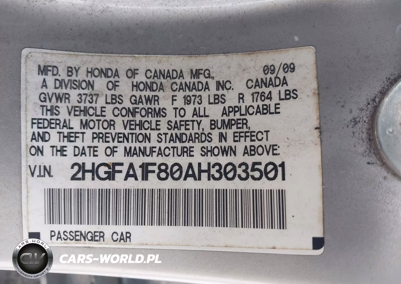 2010 Honda Civic Ex VIN:2HGFA1F80AH303501 - 9