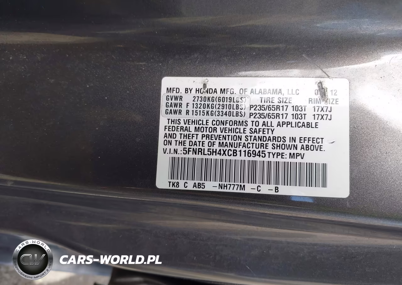 2012 Honda Odyssey Ex VIN:5FNRL5H4XCB116945 - 9