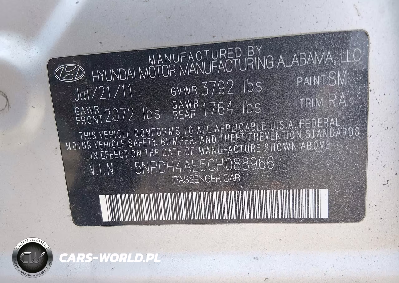 2012 Hyundai Elantra Gls VIN:5NPDH4AE5CH088966 - 9
