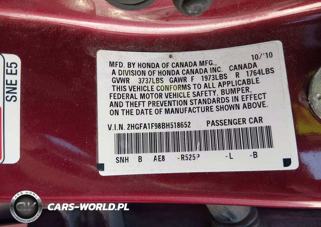 2011 Honda Civic Ex-L VIN:2HGFA1F98BH518652 - 9