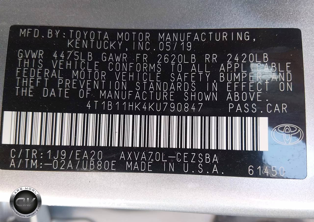 2019 Toyota Camry Se VIN:4T1B11HK4KU790847 - 9