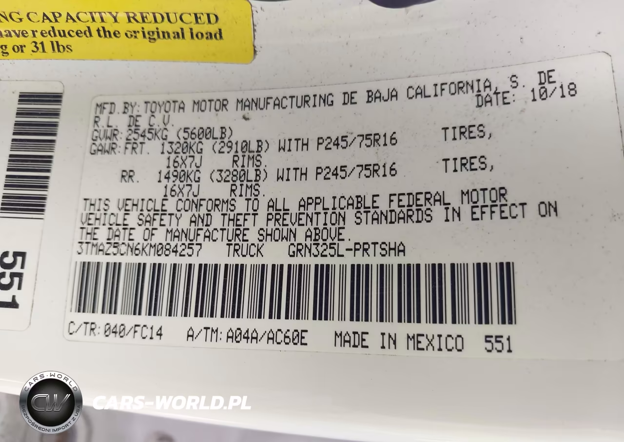 2019 Toyota Tacoma Sr5 V6 VIN:3TMAZ5CN6KM084257 - 9