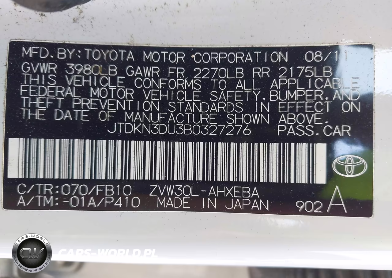 2011 Toyota Prius Two VIN:JTDKN3DU3B0327276 - 9