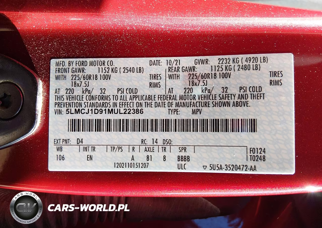 2021 Lincoln Corsair Standard VIN:5LMCJ1D91MUL22386 - 9