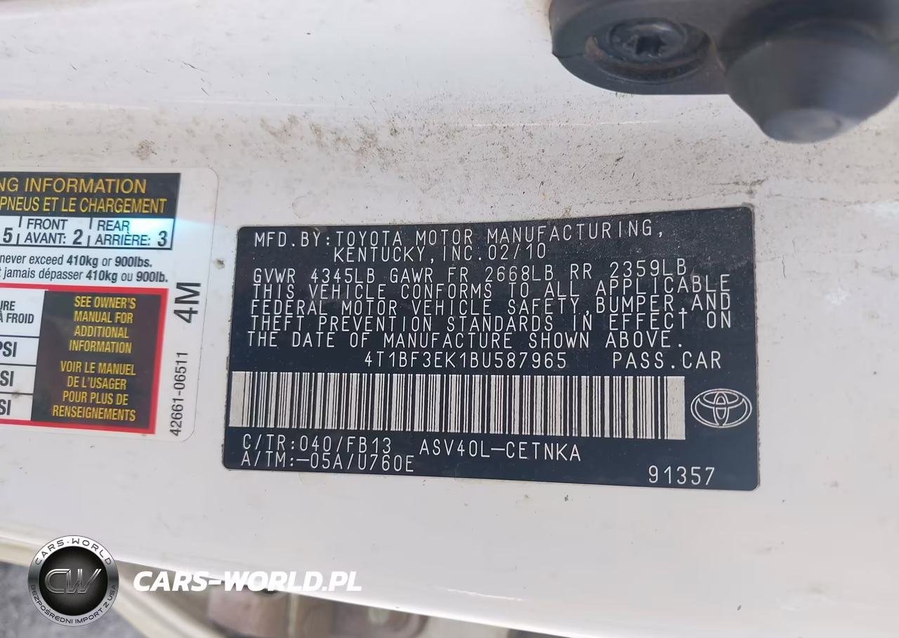 2011 Toyota Camry Le VIN:4T1BF3EK1BU587965 - 9