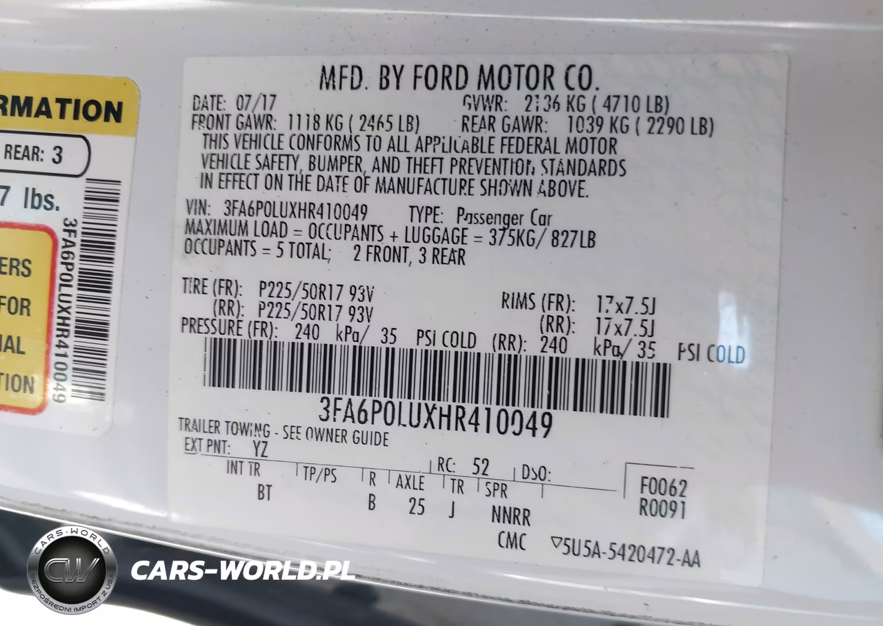 2017 Ford Fusion Hybrid Se VIN:3FA6P0LUXHR410049 - 9