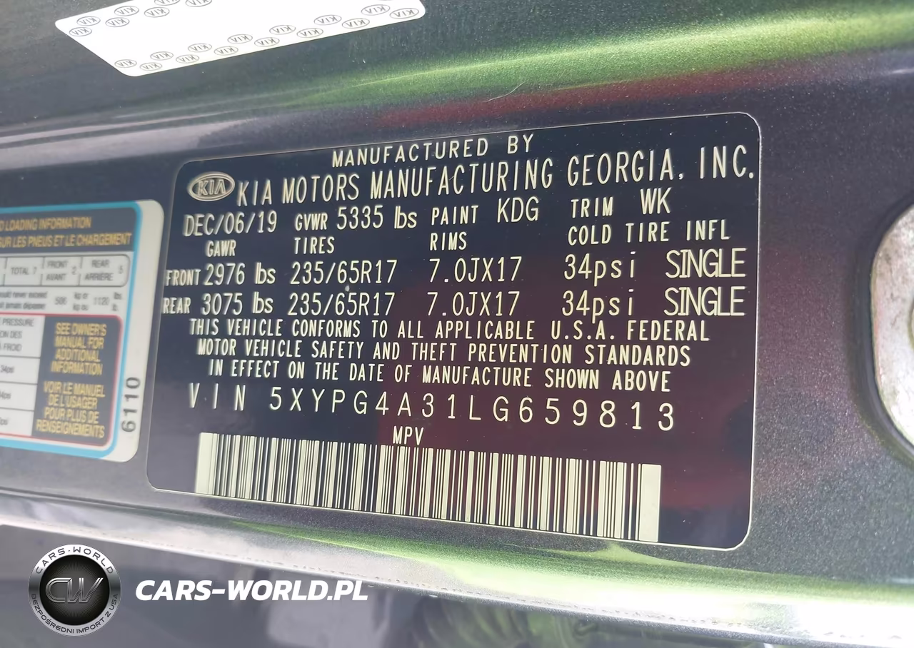 2020 Kia Sorento 2.4L Lx VIN:5XYPG4A31LG659813 - 9