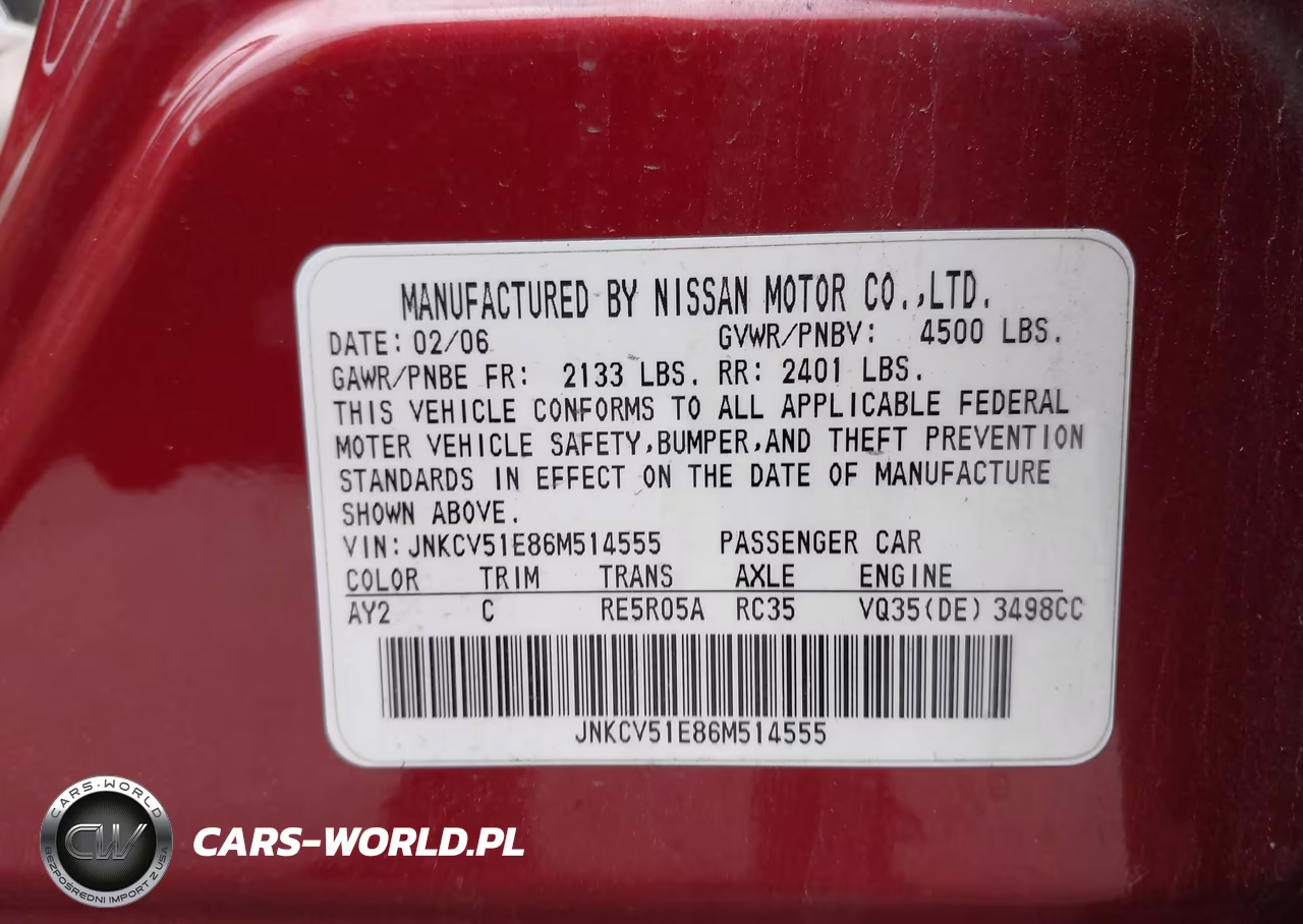 2006 Infiniti G35 VIN:JNKCV51E86M514555 - 12