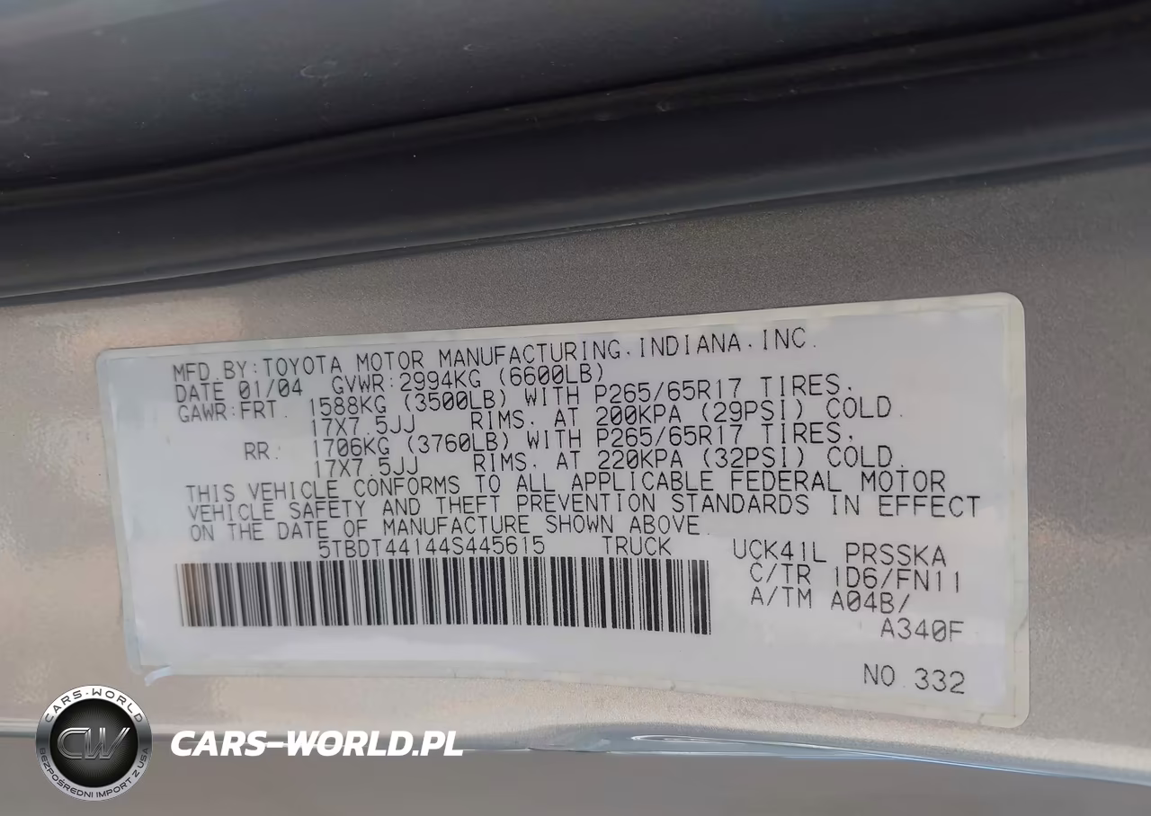 2004 Toyota Tundra Sr5 V8 VIN:5TBDT44144S445615 - 9