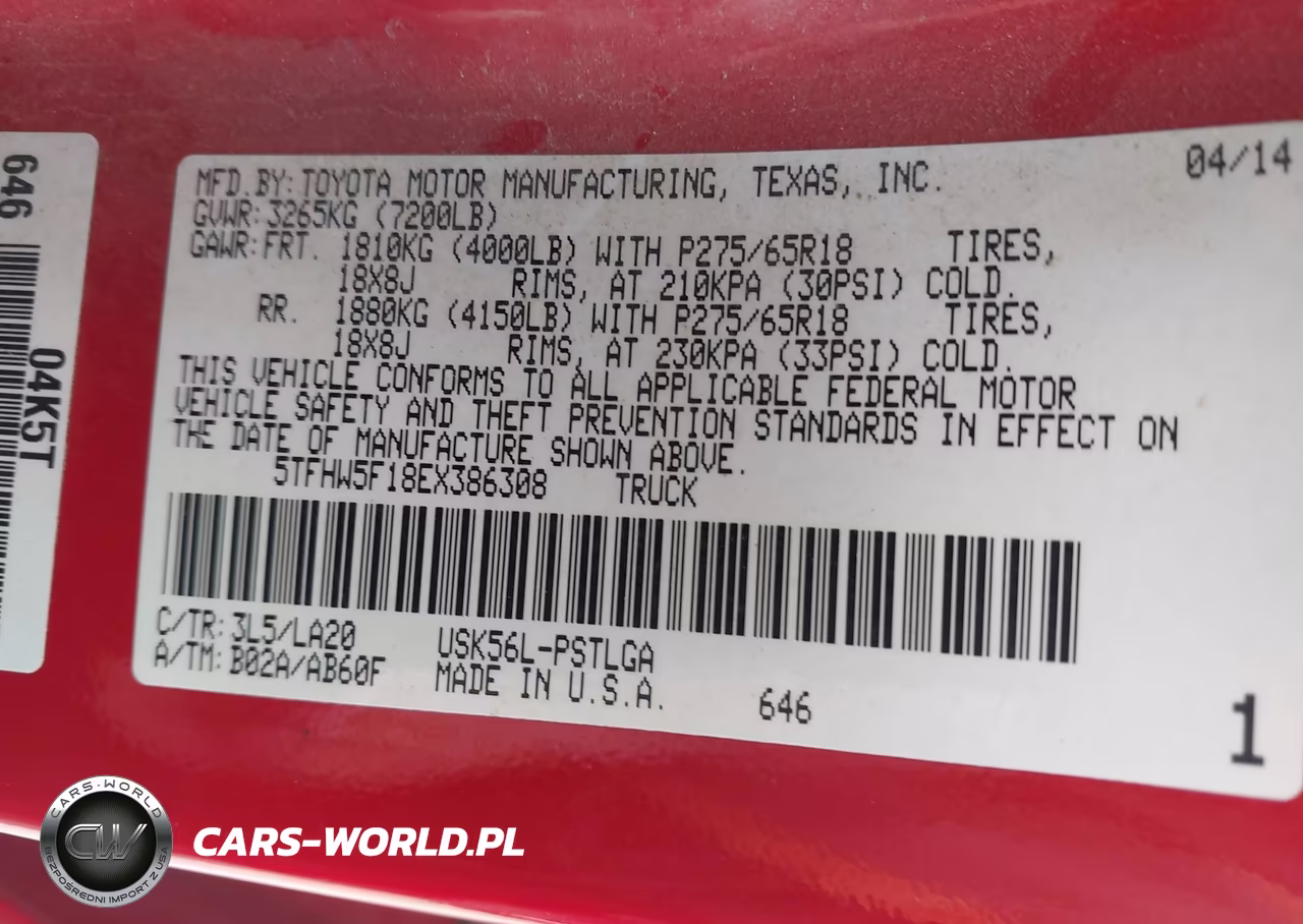 2014 Toyota Tundra Limited 5.7L V8 VIN:5TFHW5F18EX386308 - 9