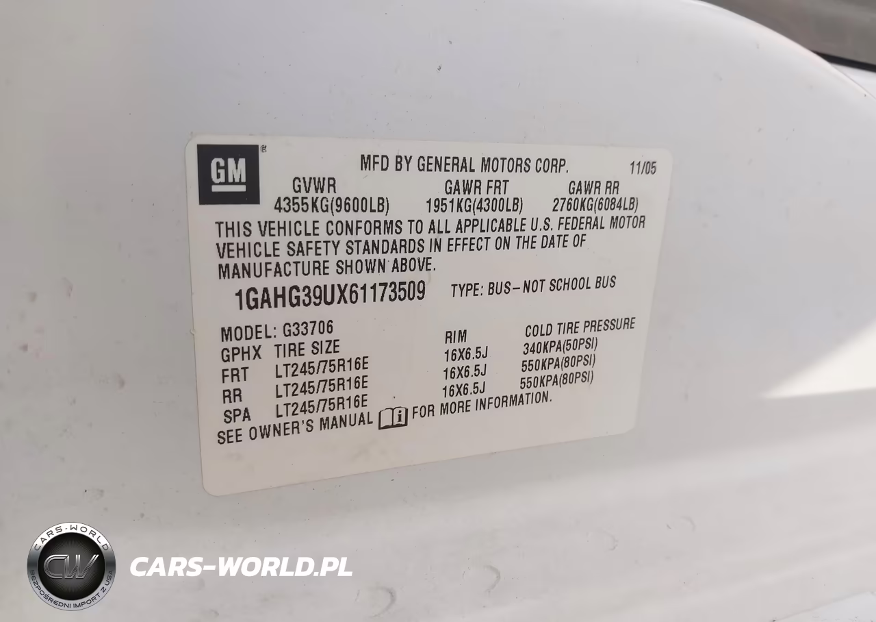 2006 Chevrolet Express Passenger Ls VIN:1GAHG39UX61173509 - 9