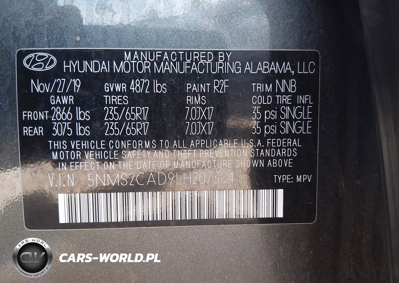 2020 Hyundai Santa Fe Se VIN:5NMS2CAD9LH207304 - 9