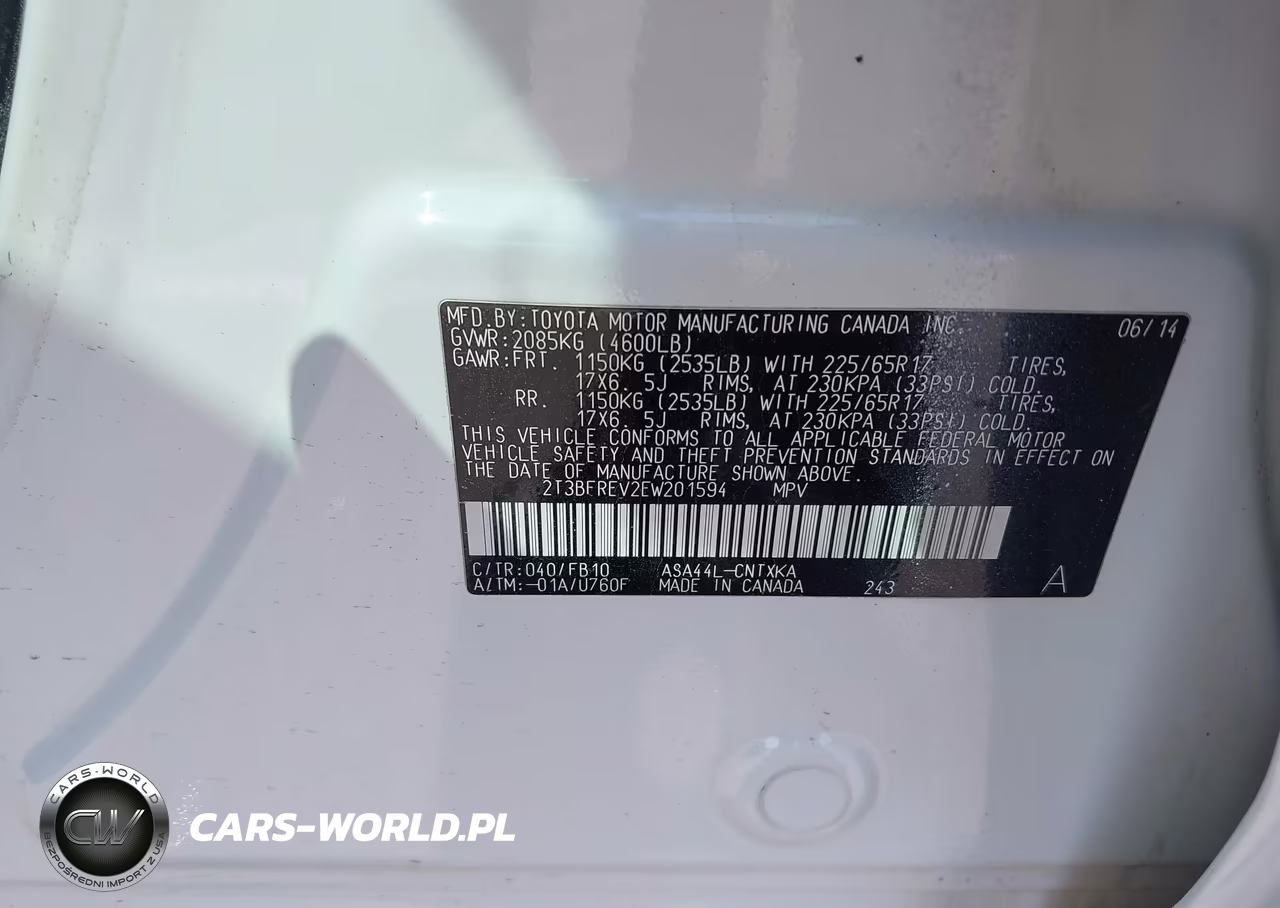 2014 Toyota Rav4 Le VIN:2T3BFREV2EW201594 - 9