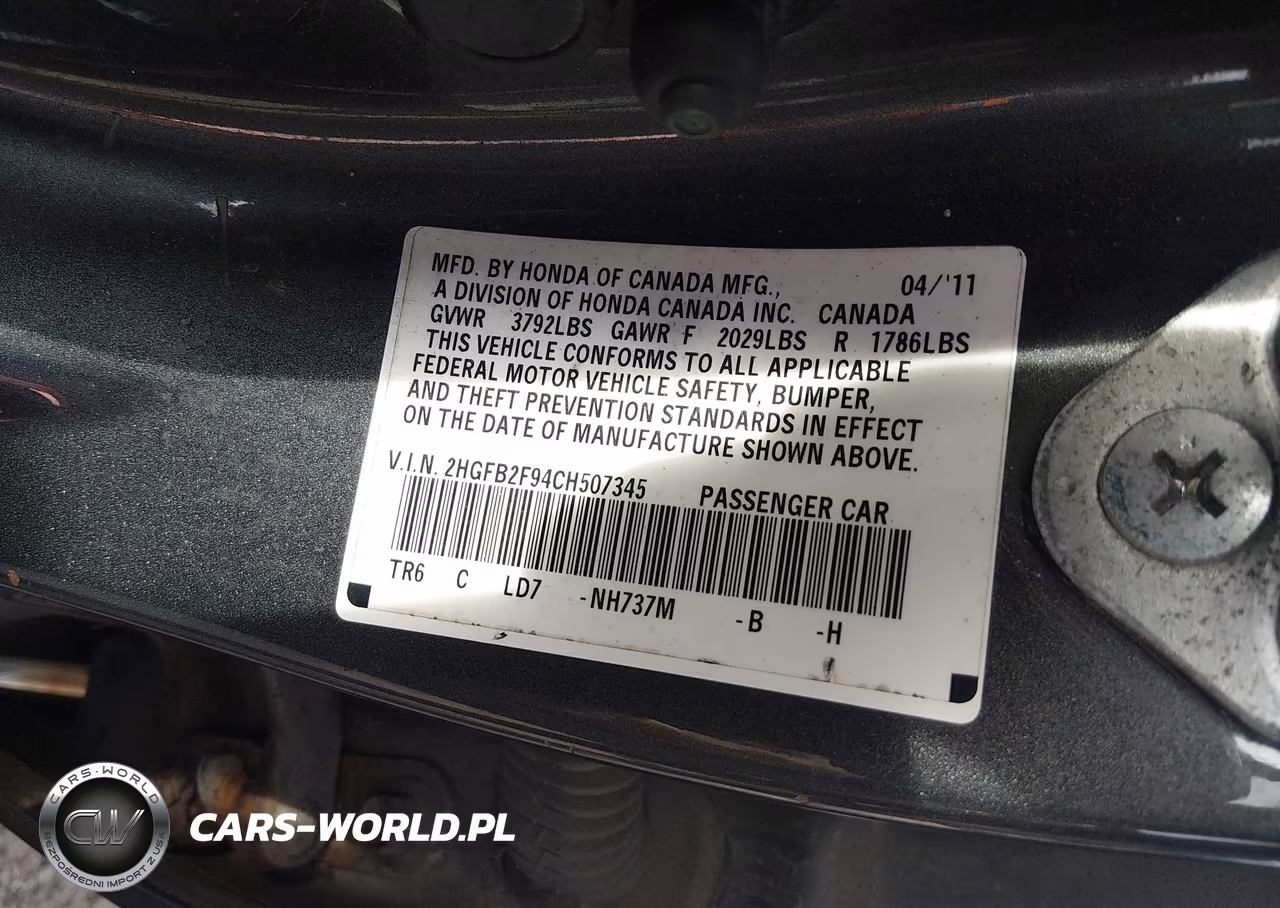 2012 Honda Civic Ex-L VIN:2HGFB2F94CH507345 - 9