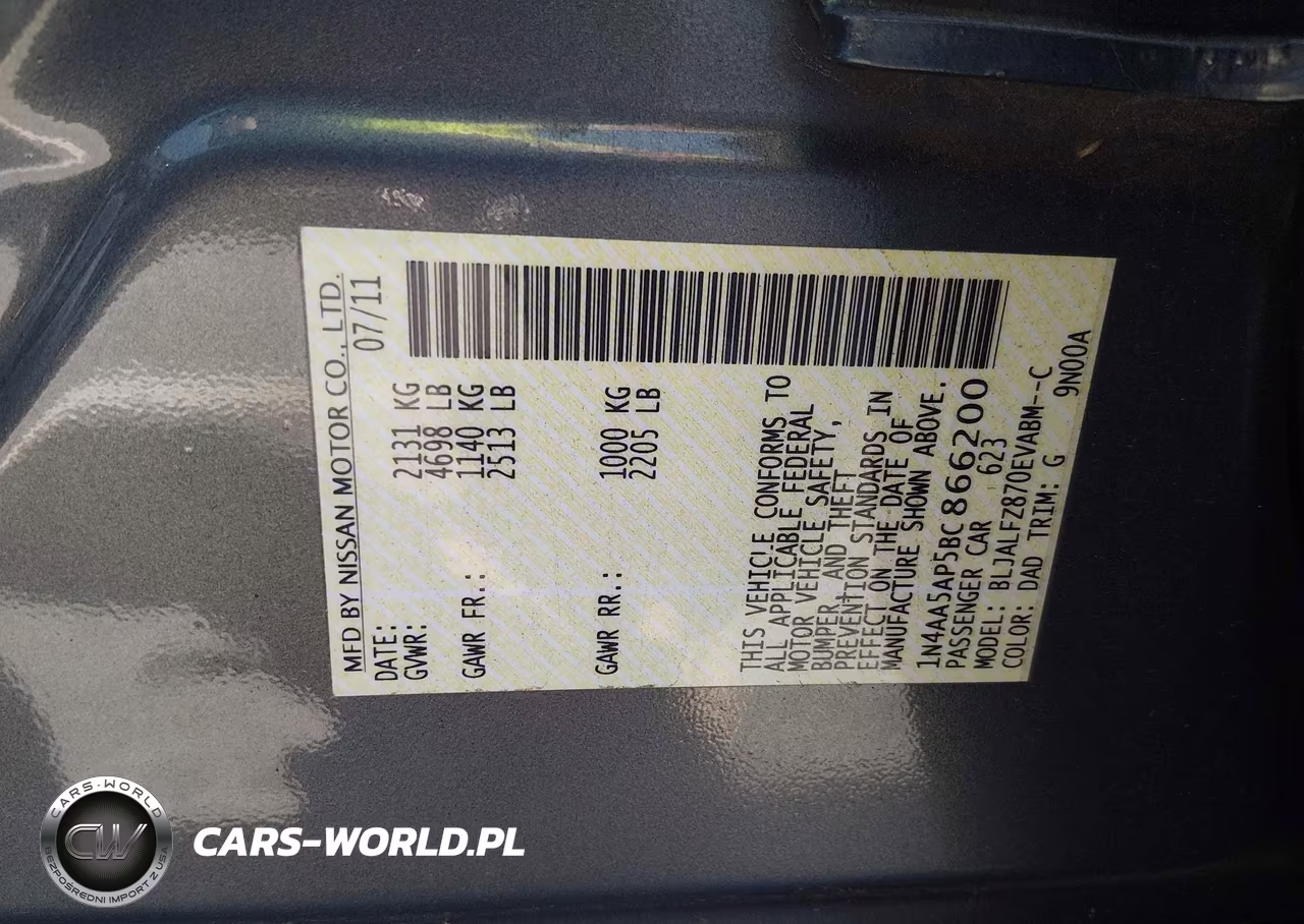 2011 Nissan Maxima 3.5 Sv VIN:1N4AA5AP5BC866200 - 9