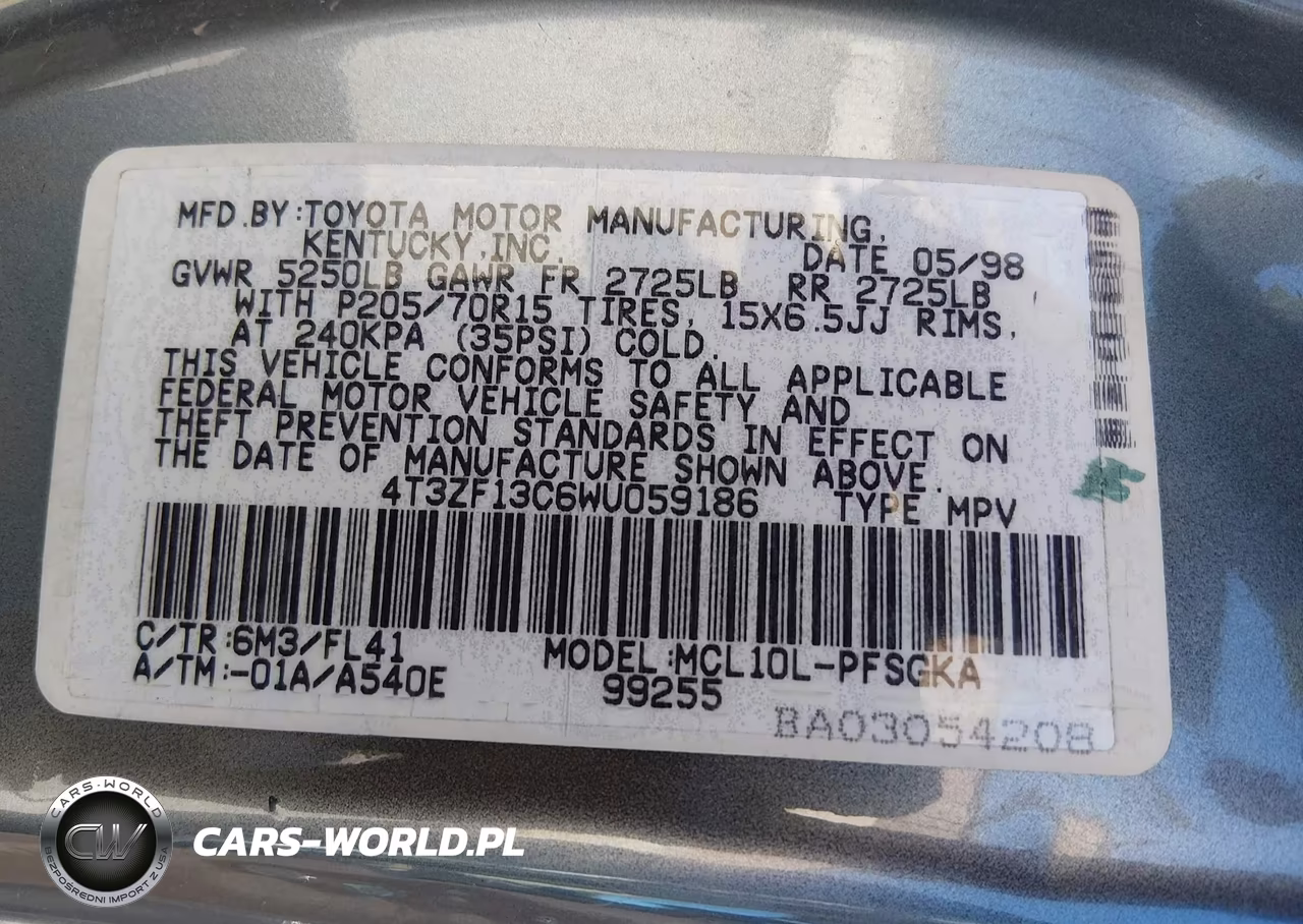 1998 Toyota Sienna Le VIN:4T3ZF13C6WU059186 - 9