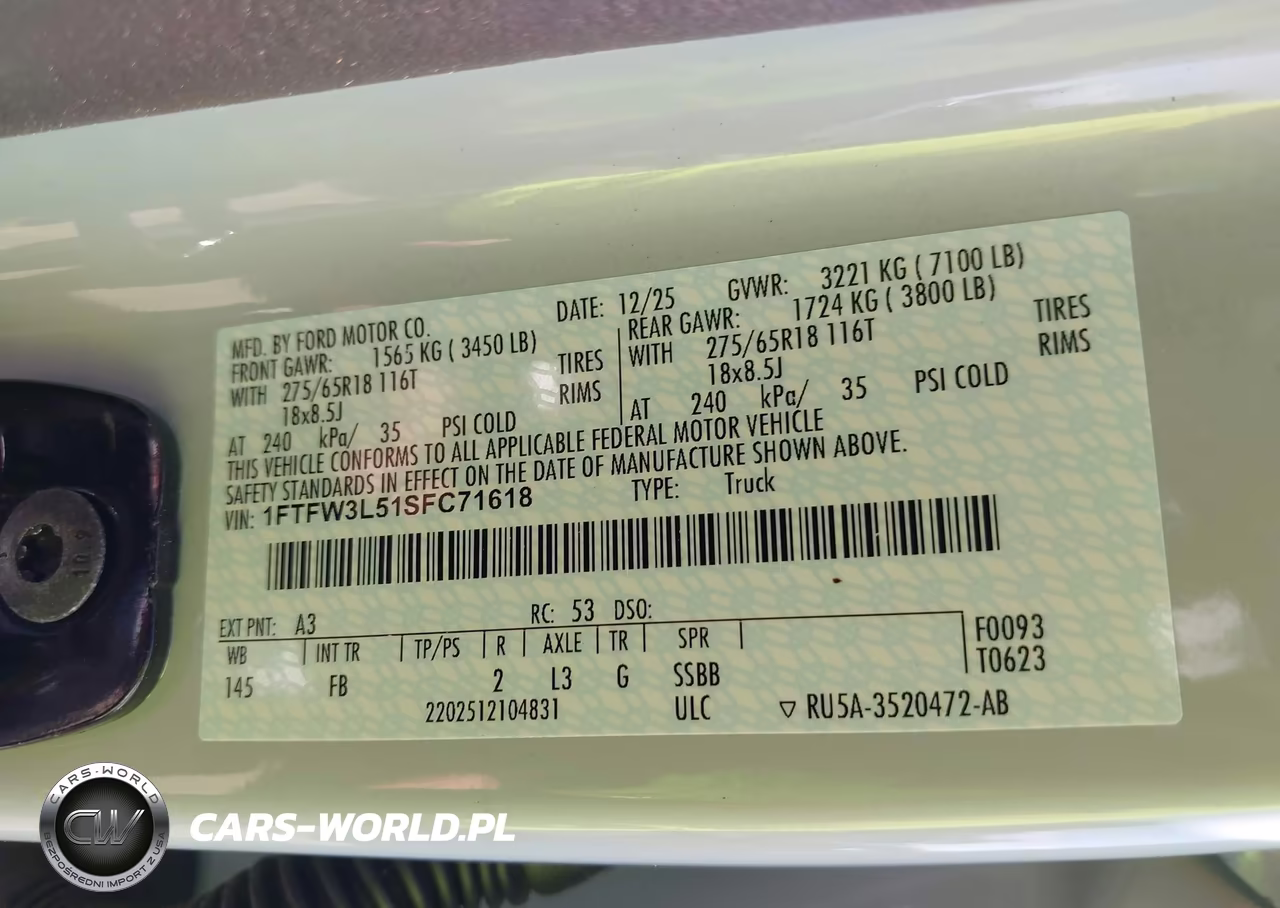 2025 Ford F-150 Xlt VIN:1FTFW3L51SFC71618 - 9