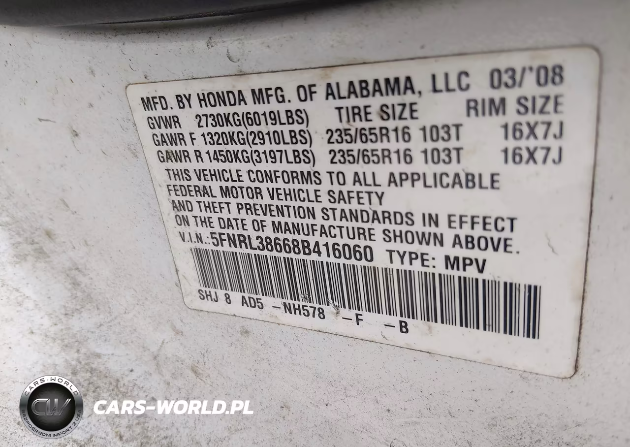 2008 Honda Odyssey Ex-L VIN:5FNRL38668B416060 - 9