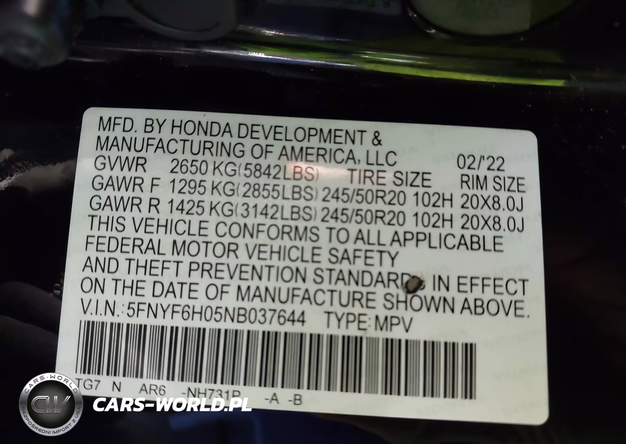 2022 Honda Pilot Awd Elite VIN:5FNYF6H05NB037644 - 9