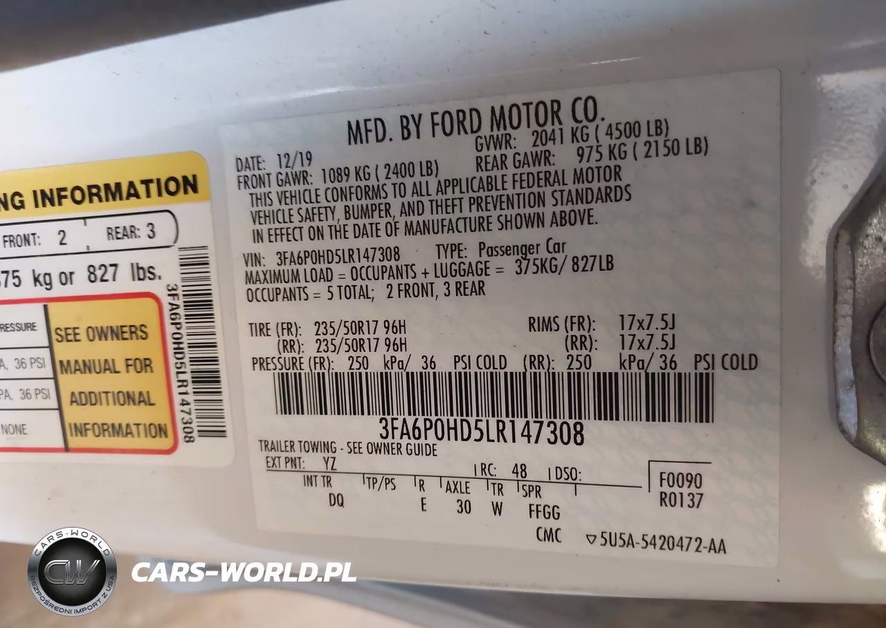 2020 Ford Fusion Se VIN:3FA6P0HD5LR147308 - 9