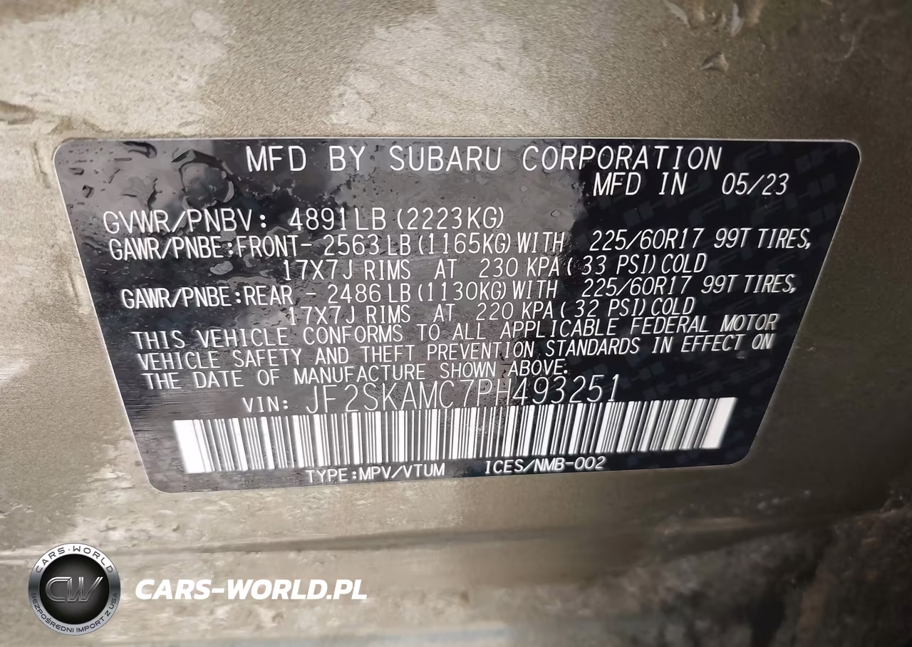 2023 Subaru Forester Wilderness VIN:JF2SKAMC7PH493251 - 9