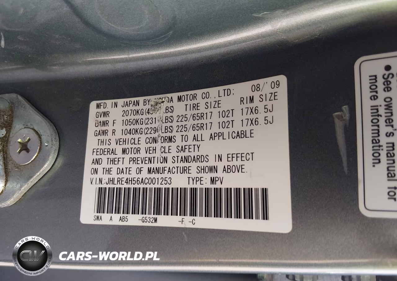 2010 Honda Cr-V Ex VIN:JHLRE4H56AC001253 - 9