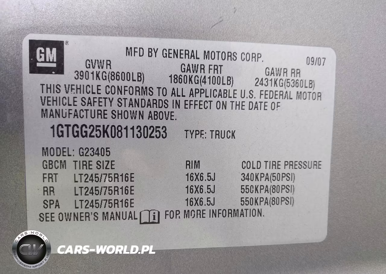 2008 GMC Savana Work Van VIN:1GTGG25K081130253 - 9