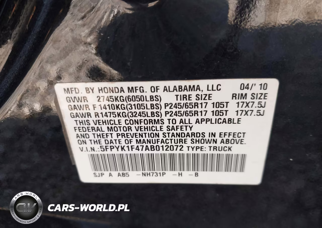2010 Honda Ridgeline Rts VIN:5FPYK1F47AB012072 - 9