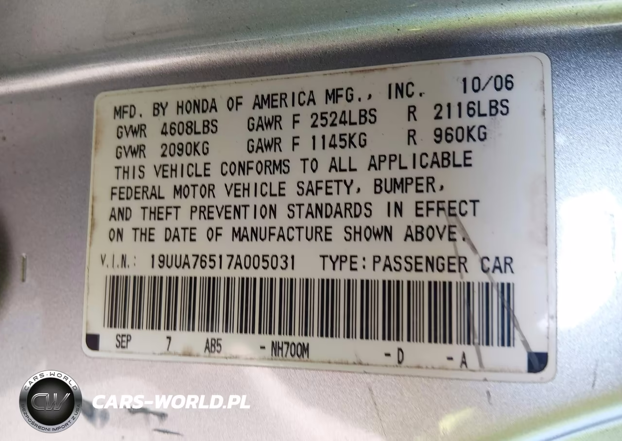 2007 Acura Tl Type S VIN:19UUA76517A005031 - 9