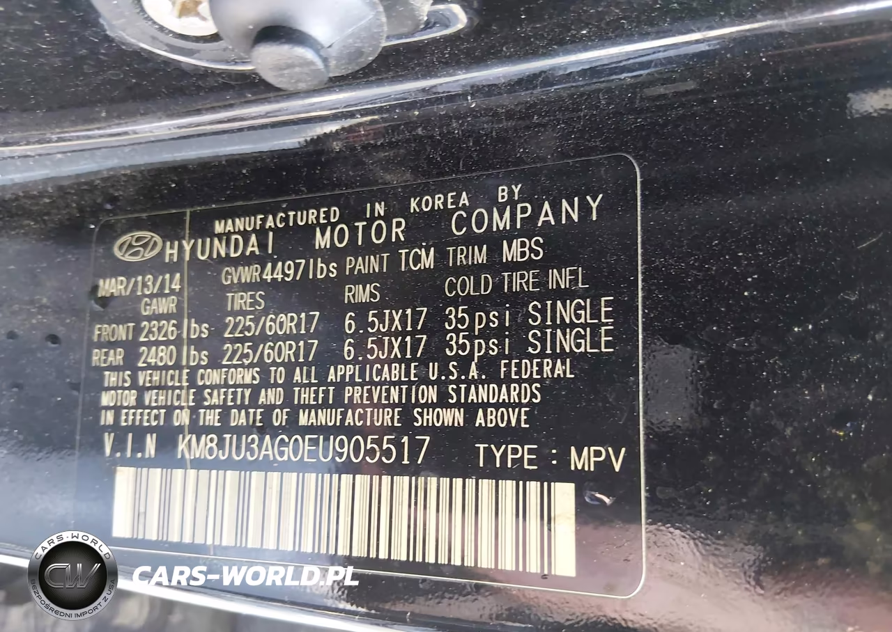 2014 Hyundai Tucson Se VIN:KM8JU3AG0EU905517 - 9