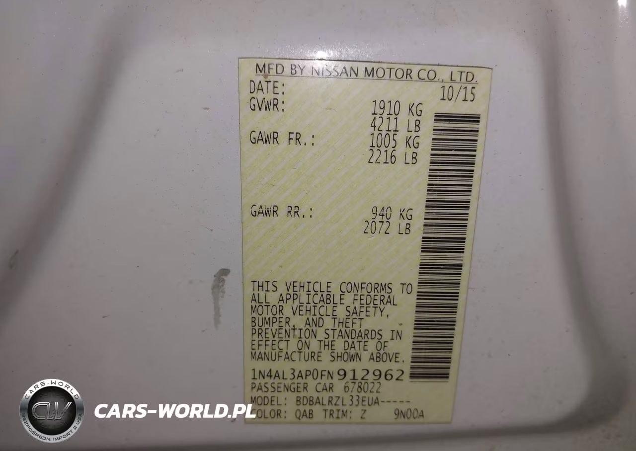 2015 Nissan Altima 2.5 Sl VIN:1N4AL3AP0FN912962 - 9